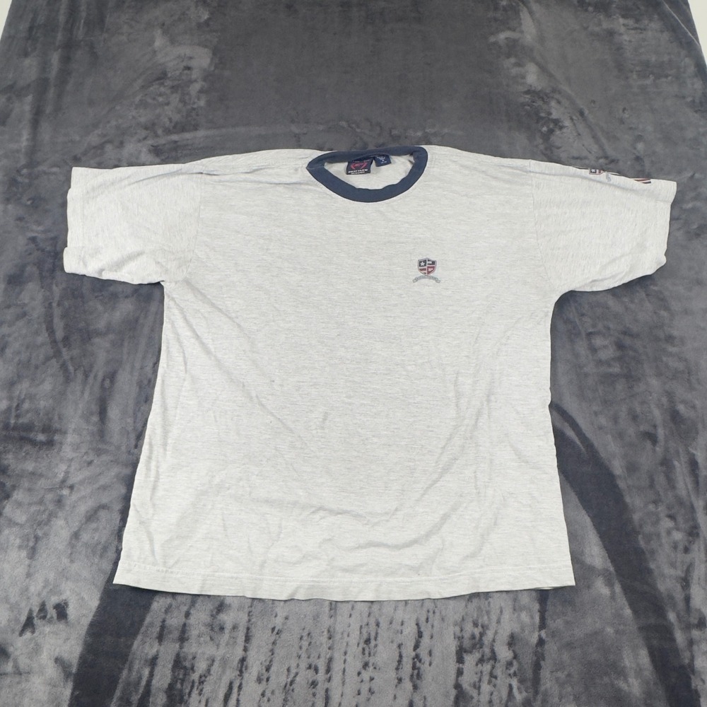 Phat Farm Vintage Ringer Crest T-Shirt Mens Medium Gray Logo Streetwear 4027
